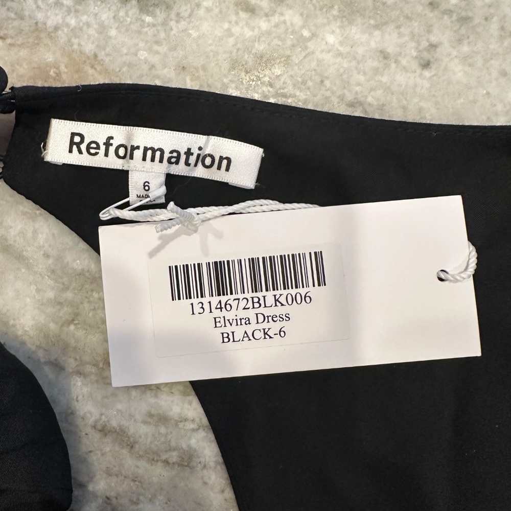 ANTHROPOLOGIE REFORMATION ELVIRA OPEN BACK MIDI DRESS BLACK ORGANIC COTTON 6 NWT - Picture 13 of 13